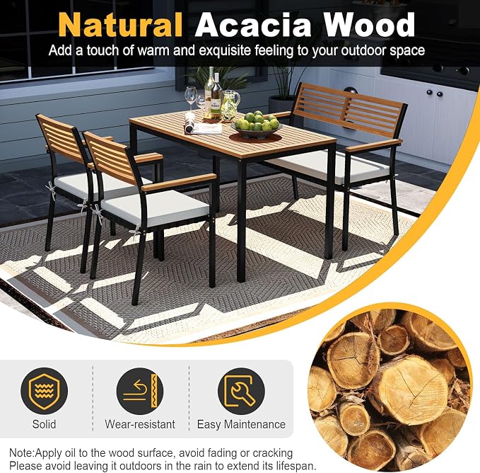 Tangkula 4 Piece Patio Dining Furniture Set, Outdoor Dining Chair Set - Image 6