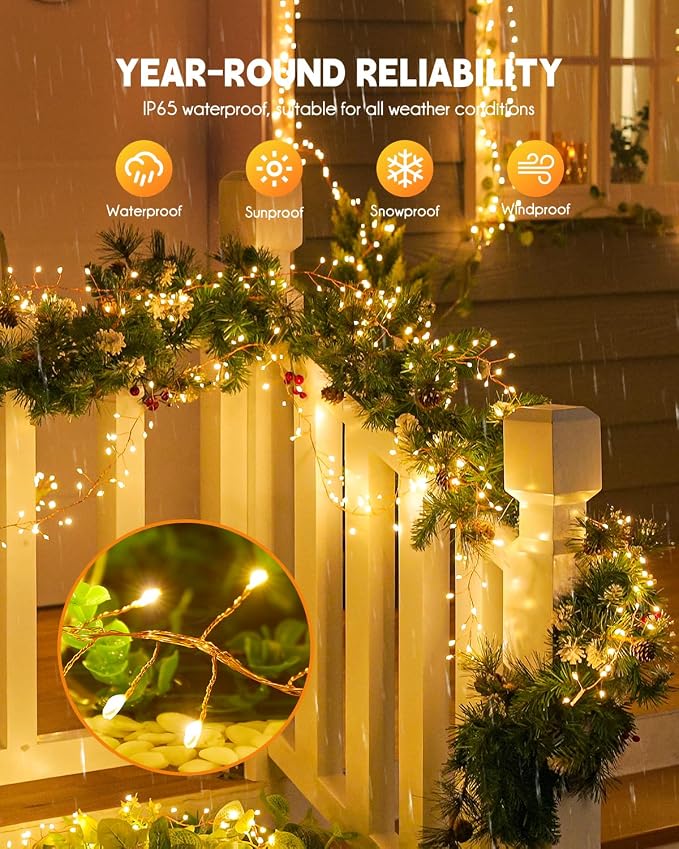 Brightown Solar String Lights for Outside, 19.6Ft 240 LED Solar String Lights - Image 2