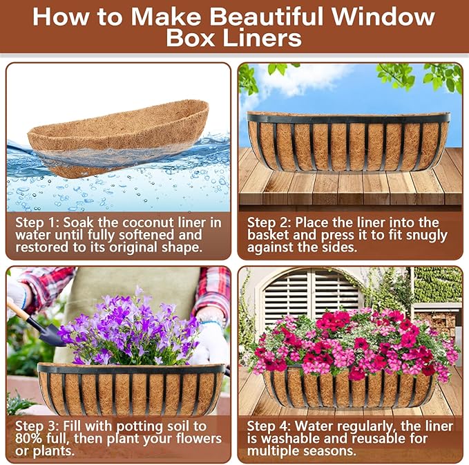 Legigo 4PCS 36 Inch Natural Trough Coco Coir Liners Planters Replacement - Image 4