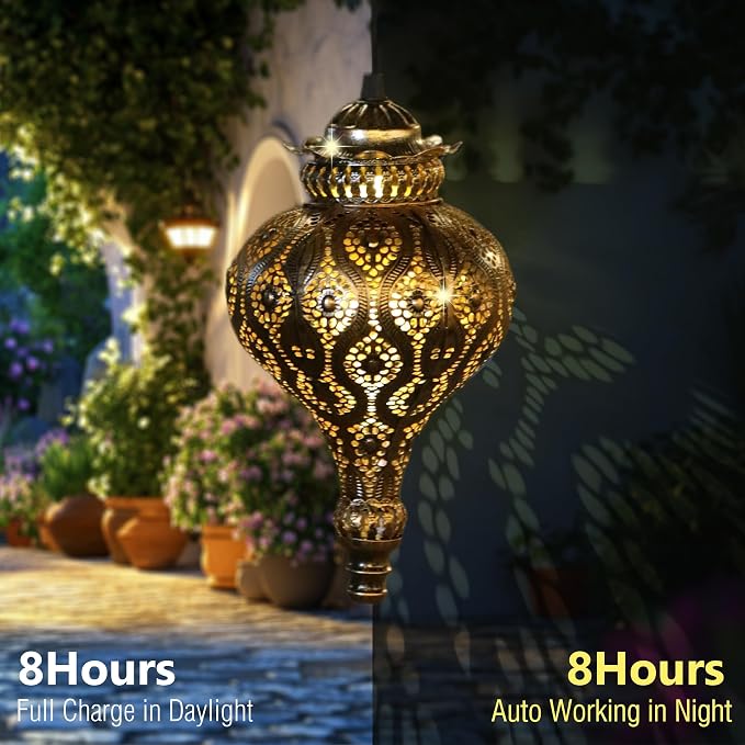 Solar Moroccan Lantern Outdoor Garden Decor Solar Lanterns Outdoor Waterproof - Image 5