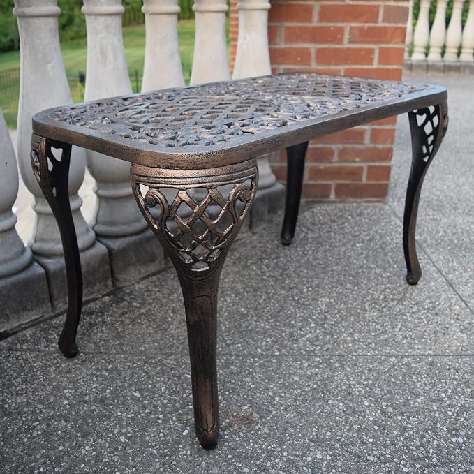 Oakland Living Mississippi Cast Aluminum Cocktail Table, 35-Inch by 18-Inch - Image 4