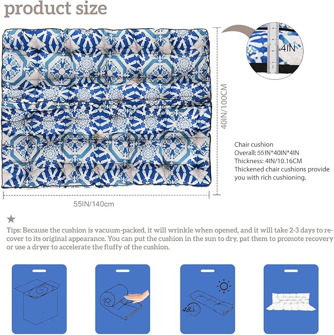 Outside Benches Cushion with Backrest, Thicken Waterproof Swing Cushions 2/3 - Image 3