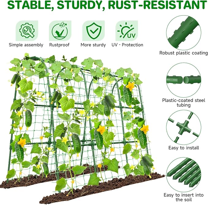 Cucumber Trellis for Raised Bed, U-Shape Garden Trellis for Climbing Plants - Image 4