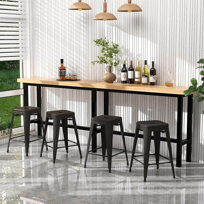 COSTWAY Metal Bar Stools Set of 4, - Image 9