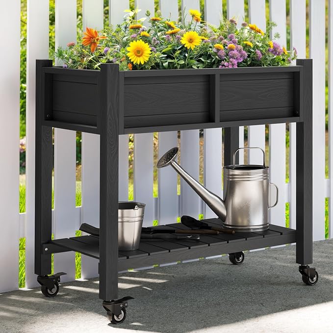 YITAHOME Raised Garden Bed, HIPS Poly Wood Elevated Planter Box - Image 4