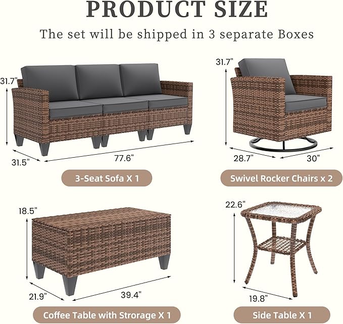UDPATIO Patio Furniture Set, 5 Pieces Outdoor Conversation Sets - Image 3