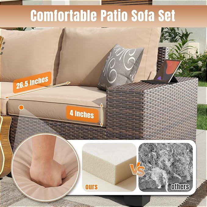Aoxun 12 Pieces Patio Furniture Set Wicker Rattan Outdoor Sectional - Image 4