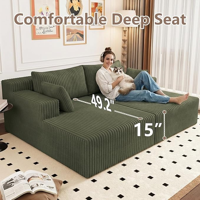 ODUWA Oversized Double Chaise Lounges Indoor, Upholstered Boneless Cloud - Image 4