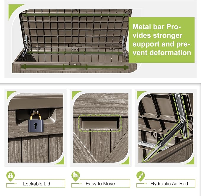 Greesum 120 Gallon Deck Box, Resin Outdoor Storage Container - Image 5