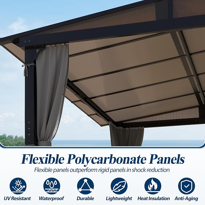COVERONICS 10' X 10' Outdoor Polycarbonate Lean to Gazebo - Image 4
