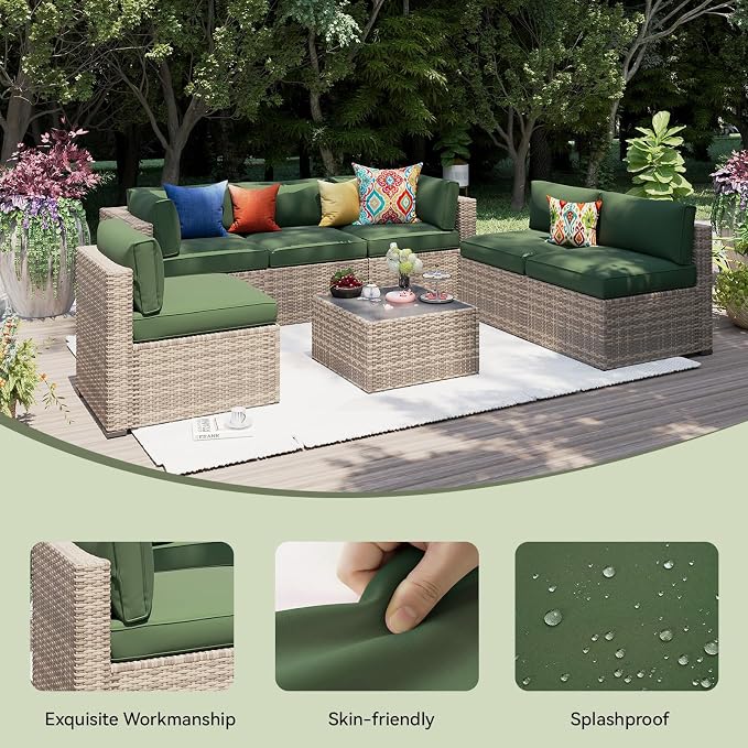Aoxun 14pcs Patio Cushion Covers Replacement, Waterproof Outdoor Furniture - Image 3