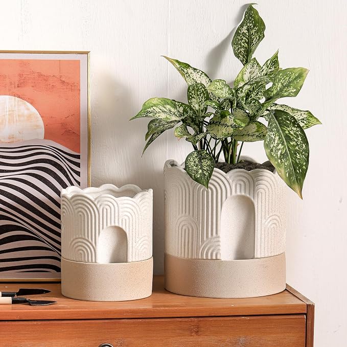 Nihow Self Watering Plant Pot for Indoor Plants : 6 Inch & 8 Inch Ceramic - Image 7