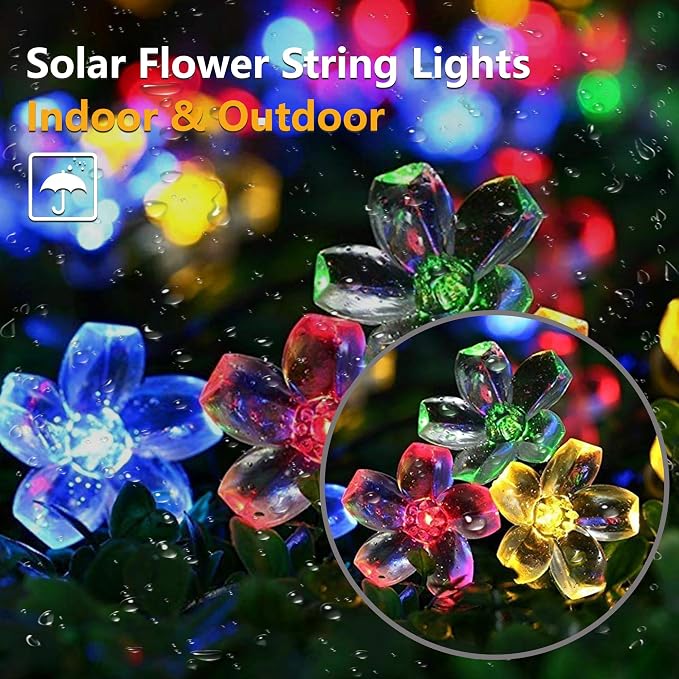 Solar String Lights for Outside，100 LED Solar Flower Lights Outdoor Waterproof - Image 3