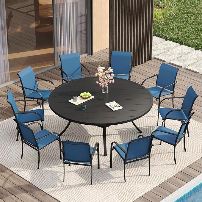 VICLLAX Large Patio Dining Furniture Set, Outdoor Dining Set by HOME