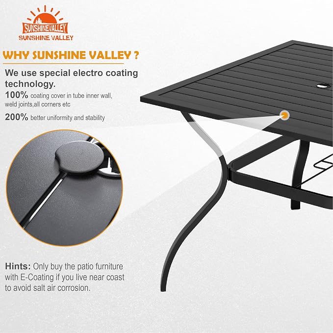 5 Piece Patio Dining Set for 4, 37”x37” Square Table - Image 8