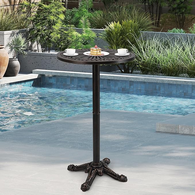 COSTWAY 24" Patio Round Bar Table, 41.5" Pub Height Cast Aluminum High Top Table - Image 2