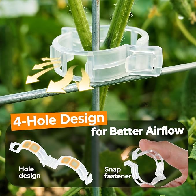 100pcs Tomato Clips for Climbing plants, Plastic Trellis Plant Support Clips - Image 4