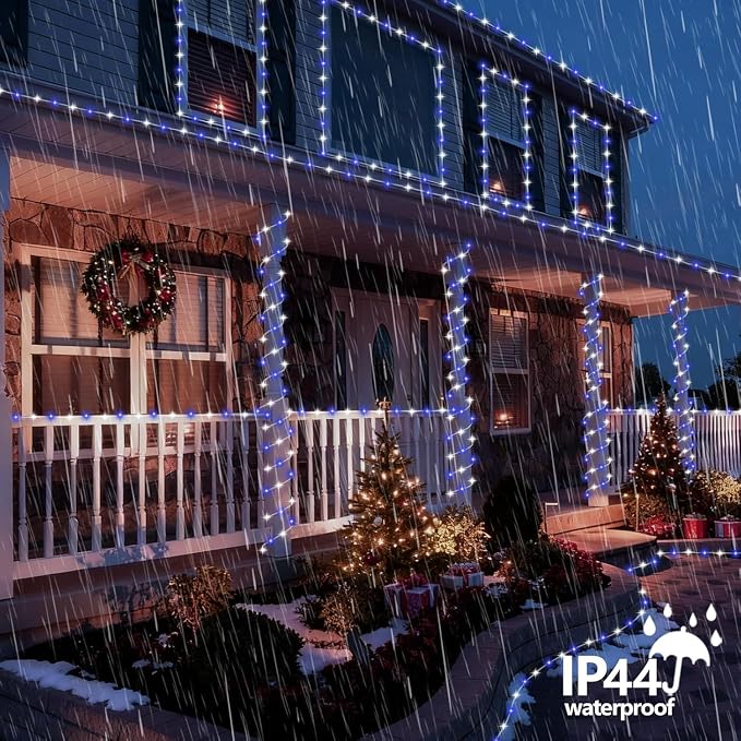 QITONG 2 Pack Blue and White Solar Rope Lights, Each 33ft 100 LED Solar String - Image 4