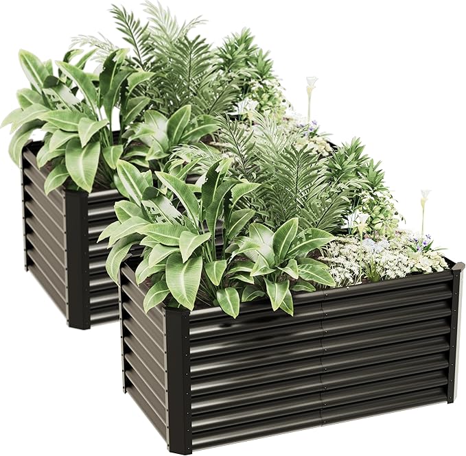 4x2x2ft Raised Garden Bed Kit, Galvanized Planter Garden Boxes Outdoor by kingddeergardenbed