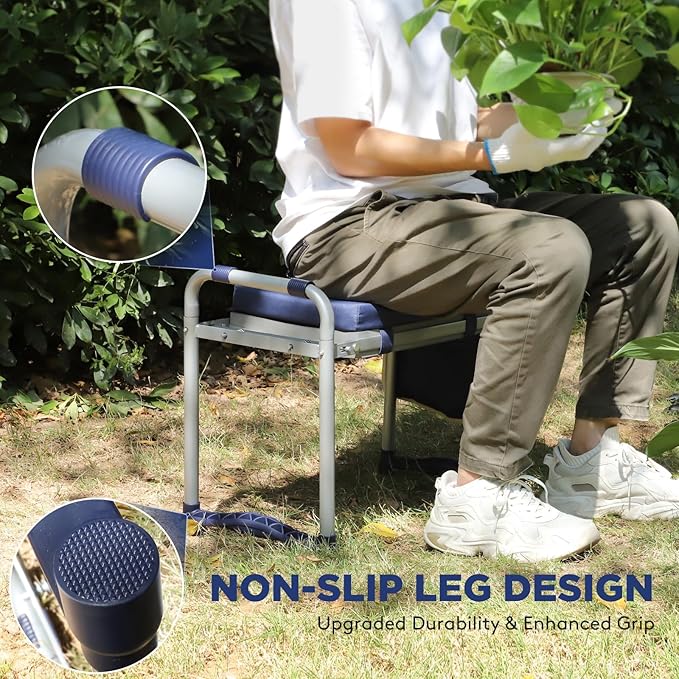 Foldable Garden Kneeler and Seat, Heavy Duty Garden Stool - Image 4