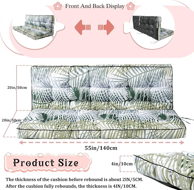 2-3 Seat Swing Replacement Cushion, Outdoor Bench Cushions - Image 4