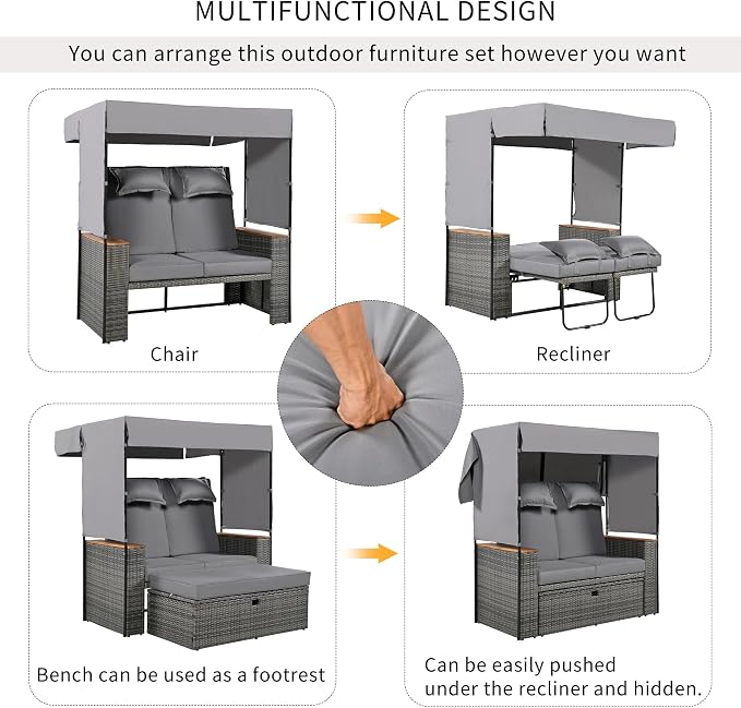 2-Piece Outdoor Rattan Daybed - Image 5