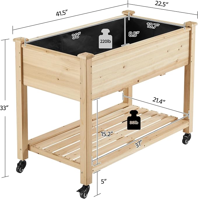 Yaheetech 42x23x33in Wooden Raised Garden Bed - Image 3