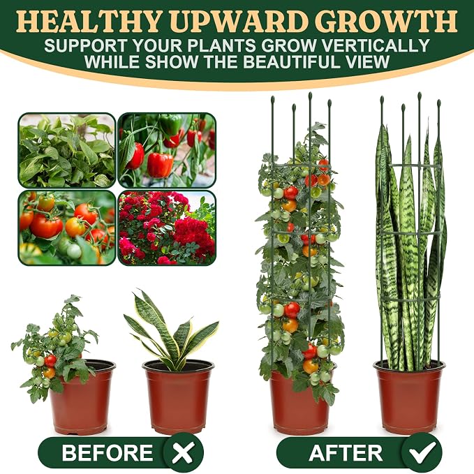 Garden Trellis, Tomato Cage Tall Plant Support Climbing Vines Flowers Stands - Image 7