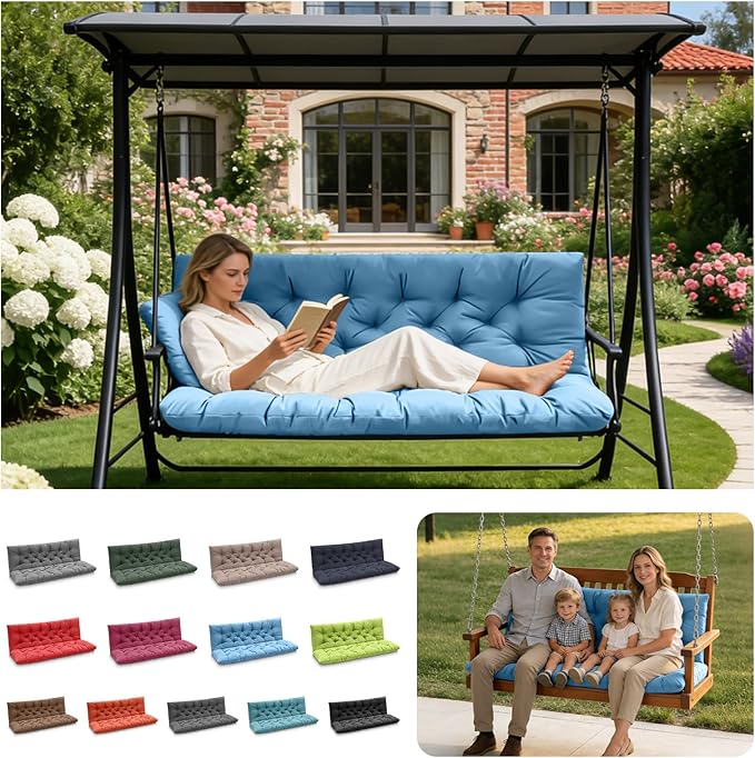 Outdoor Swing Cushions, 3 Seat Porch Swing Cushion Replacement by LCYY.TG