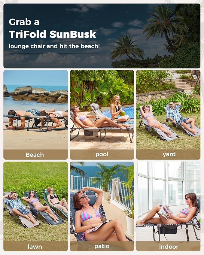KingCamp Tanning Chair with Face Hole, Lounge Chairs Outdoor Folding Comfy - Image 6