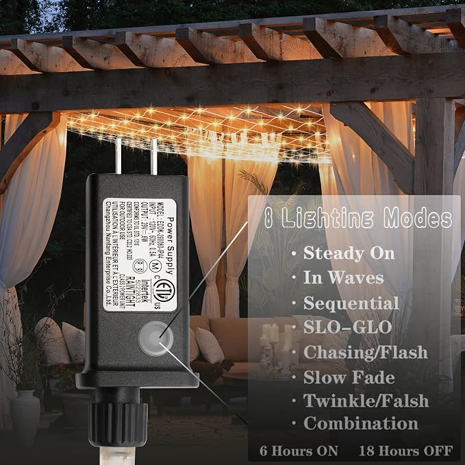 Eueasy Net Lights Outdoor, 270 LED Gazebo Lights, 10×10 FT Connectable - Image 2