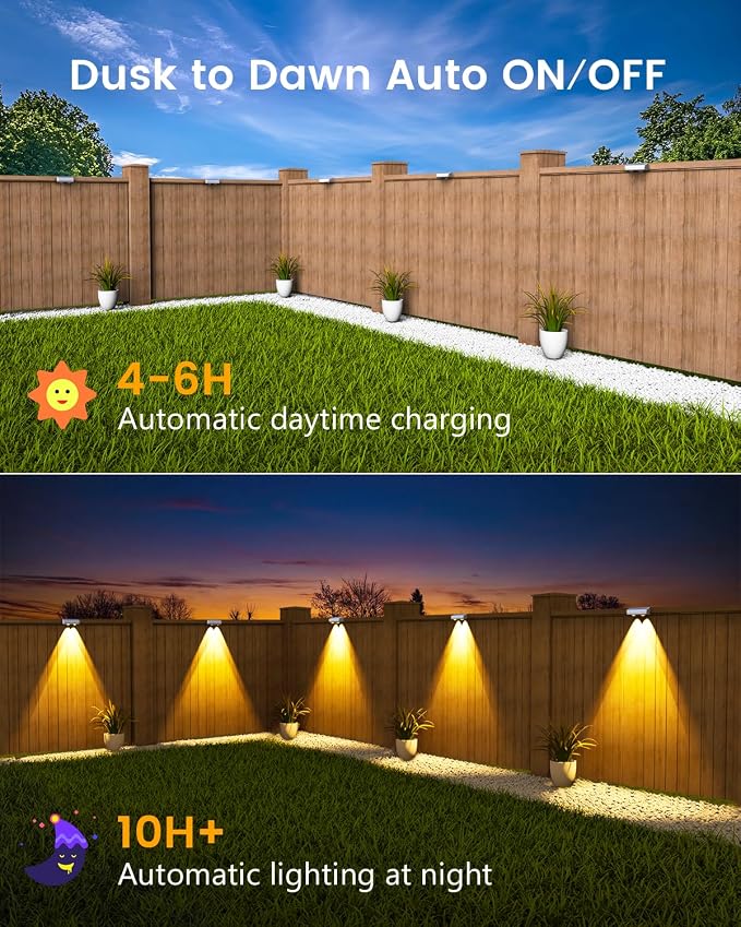 Solar Fence Lights Outdoor Waterproof, 80 Lumens Solar Lights - Image 5