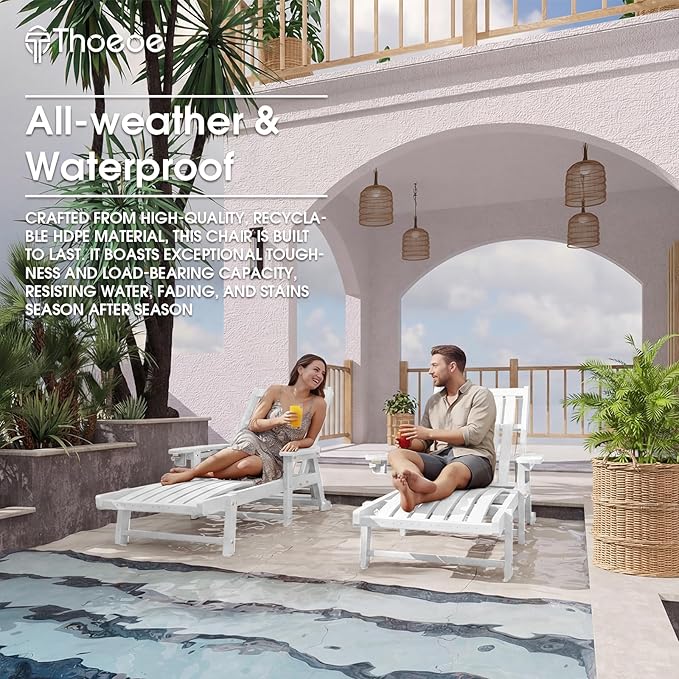 Patio Chaise Lounge Chair Set of 4, Oversized Lounge Chair Outdoor - Image 7
