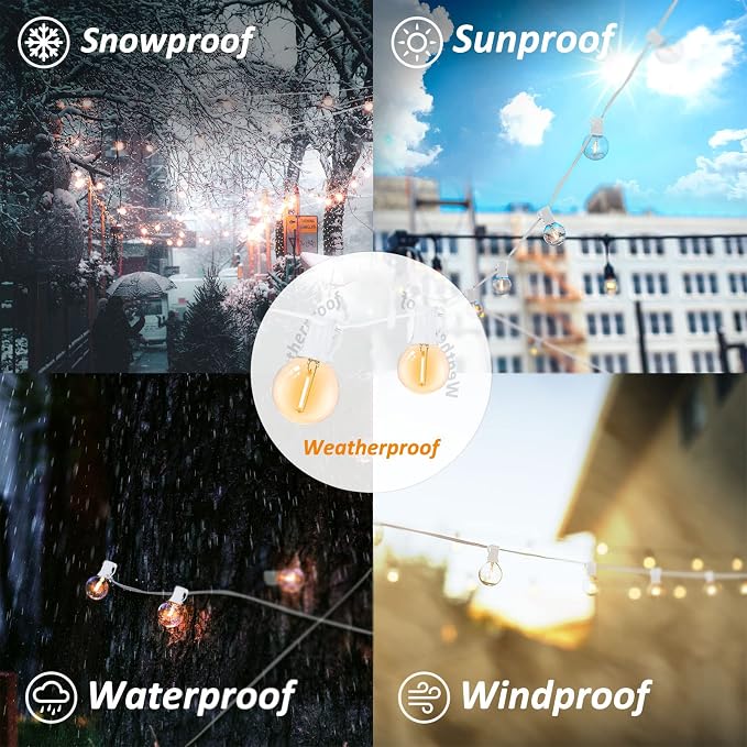 White String Lights Outdoor 200FT Led Globe G40 Patio Lights - Image 3