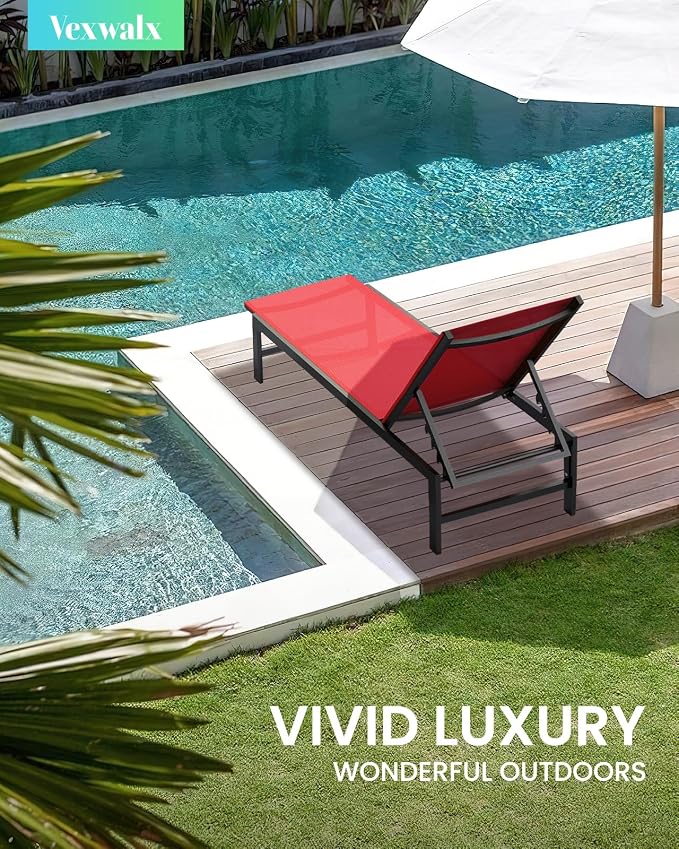 Outdoor Lounge Chair for Pool, Aluminum Chaise Lounge Chairs - Image 2