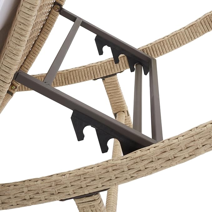 SAFAVIEH Outdoor Collection Colley Beige/White Cushion Wicker Chaise Lounge - Image 7
