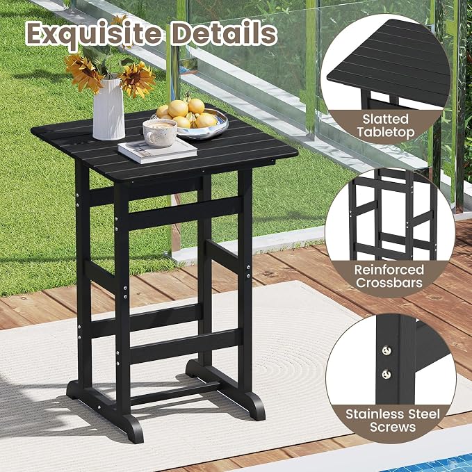 Tangkula 3-Piece Patio HDPE Bar Set, 2 Bar Height Adirondack Armchairs w/Square - Image 6