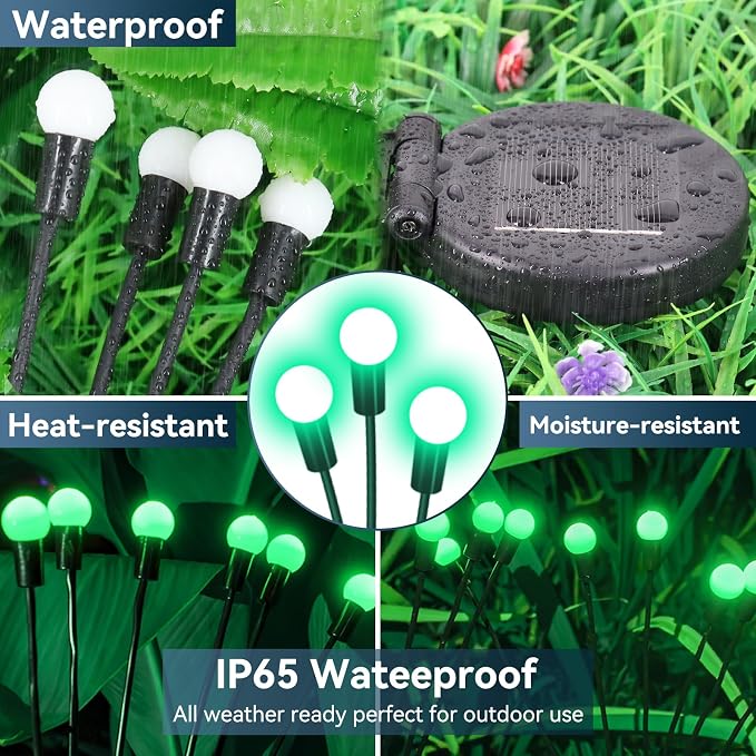 Solar Garden Lights Outdoor Waterproof, 4 Pack 32 LED Swaying Light Firefly - Image 4