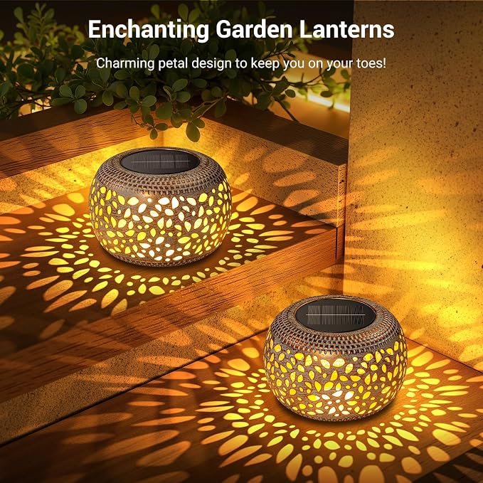 Solar Lanterns Outdoor Waterproof, 4 Pack Flower Petal Solar Garden Lights - Image 6