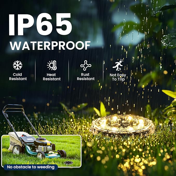 SOLPEX Solar Ground Lights 12 Pack, Solar Pathway Lights Outdoor Waterproof - Image 5