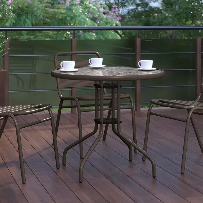 Flash Furniture Bellamy 31.5'' Round Indoor/Outdoor Tempered Glass Metal Frame - Image 6