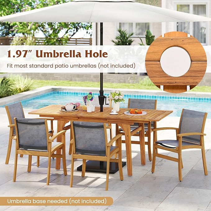 Tangkula 9 Pieces Acacia Wood Patio Dining Set - Image 3