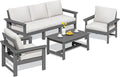 SERWALL HDPE Patio Conversation Set, 6-piece Sectional Outdoor Furniture Set by SERWALL