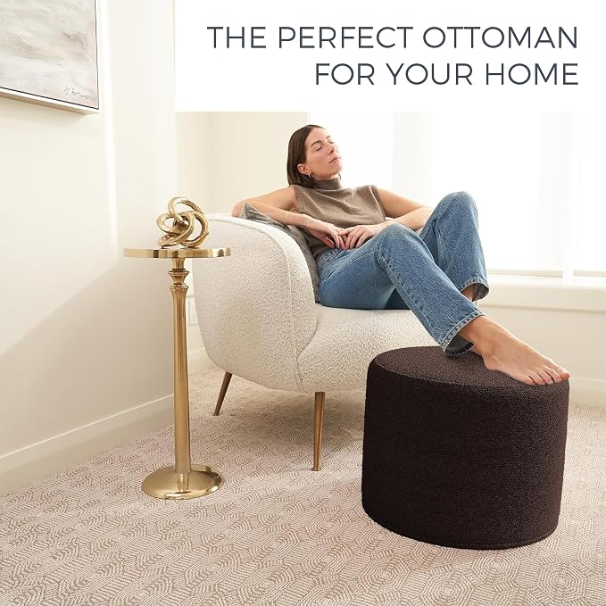 ZICOTO Beautiful Boucle Pouf Ottoman and Foot Rest - Image 2
