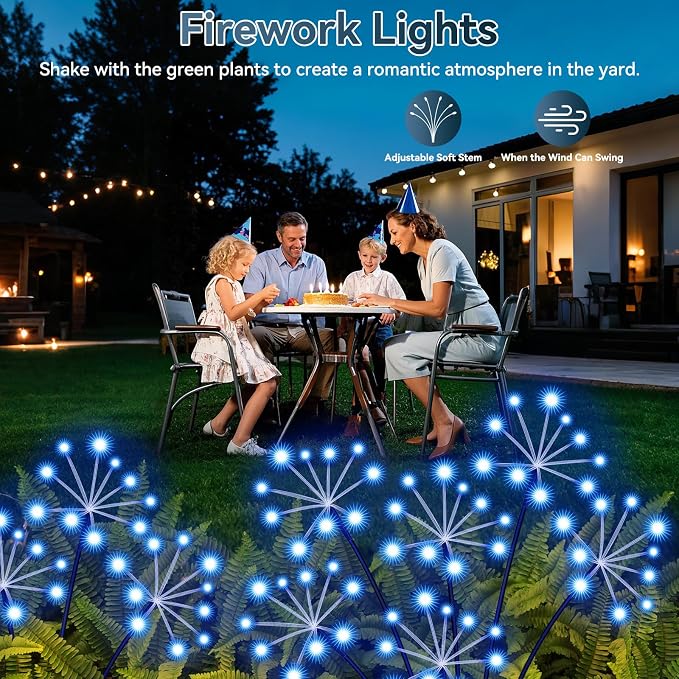 Solar Garden Lights 2 Pack Waterproof Swaying Starburst Light Solar Outdoor - Image 7