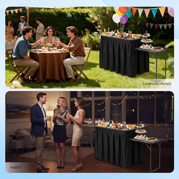 VINGLI Ice Table with Side Table, Portasble Cooler Table with Removable Skirt - Image 7