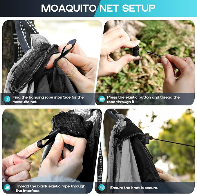 Camping Hammock Mosquito Net, Double & Single Portable Hammocks Hammocks - Image 4