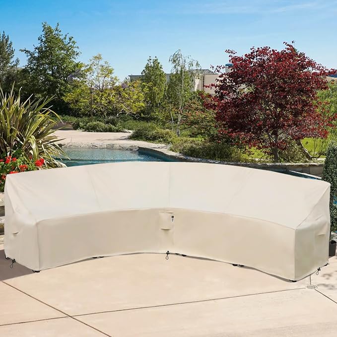Curved Patio Furniture Cover for Outdoor Sectional Sofa, Half Moon Lawn Outside - Image 7
