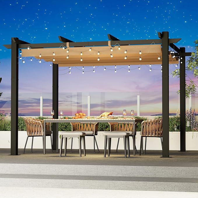 MELLCOM Retractable Pergola 10x12 Ft, Metal Shelter - Image 7