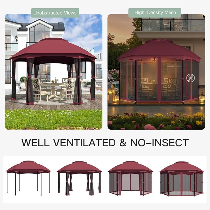 EROMMY Gazebos on Clearance 13 x 13 Ft 6 Sided, Outdoor Gazebo - Image 6